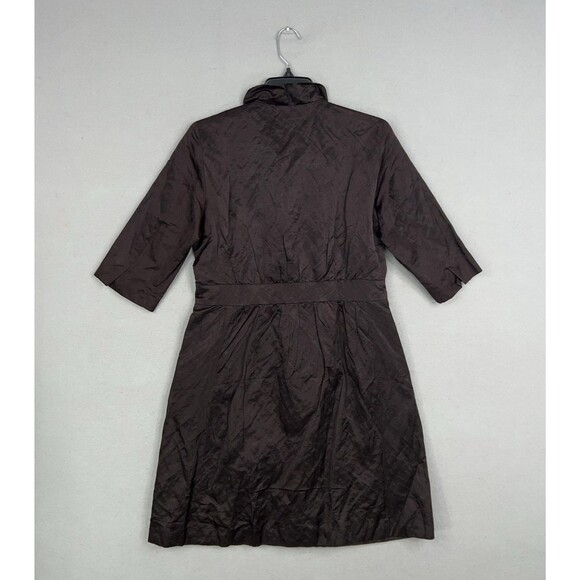 Eileen Fisher Coat Womens XS Steel Satin Metallic Jacket Crinkled Trench Luxury - Picture 6 of 13